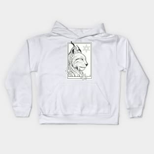 lynx cat with snowflakes Kids Hoodie